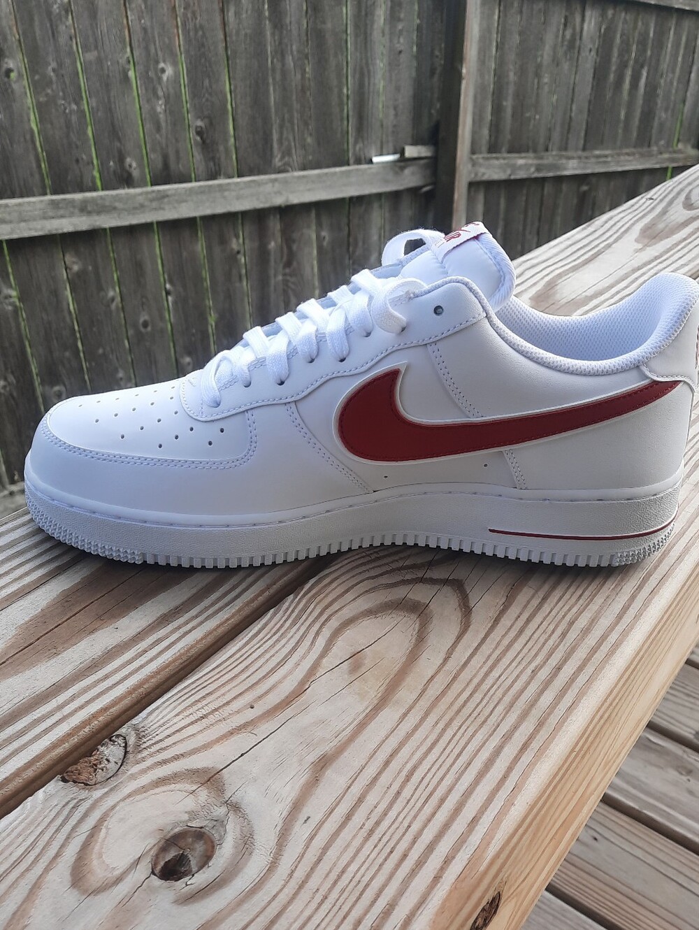 Nike Air Force 1 Mens Low — White with Red Swoosh Size 12 - Picture 5 of 10